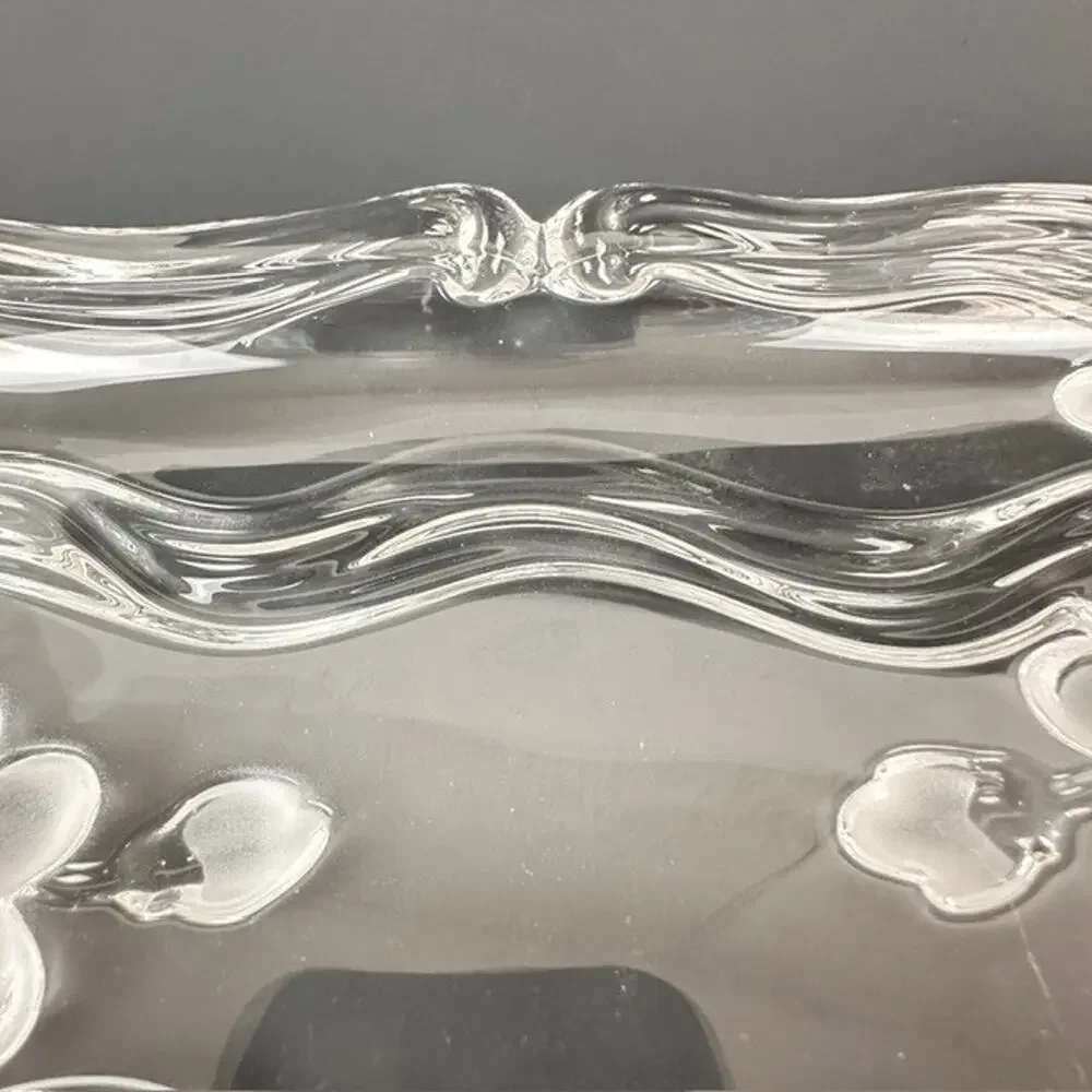 Celento Collection Fine Crystal Rectangle Serving Cake Tray Germany Floral Flowe